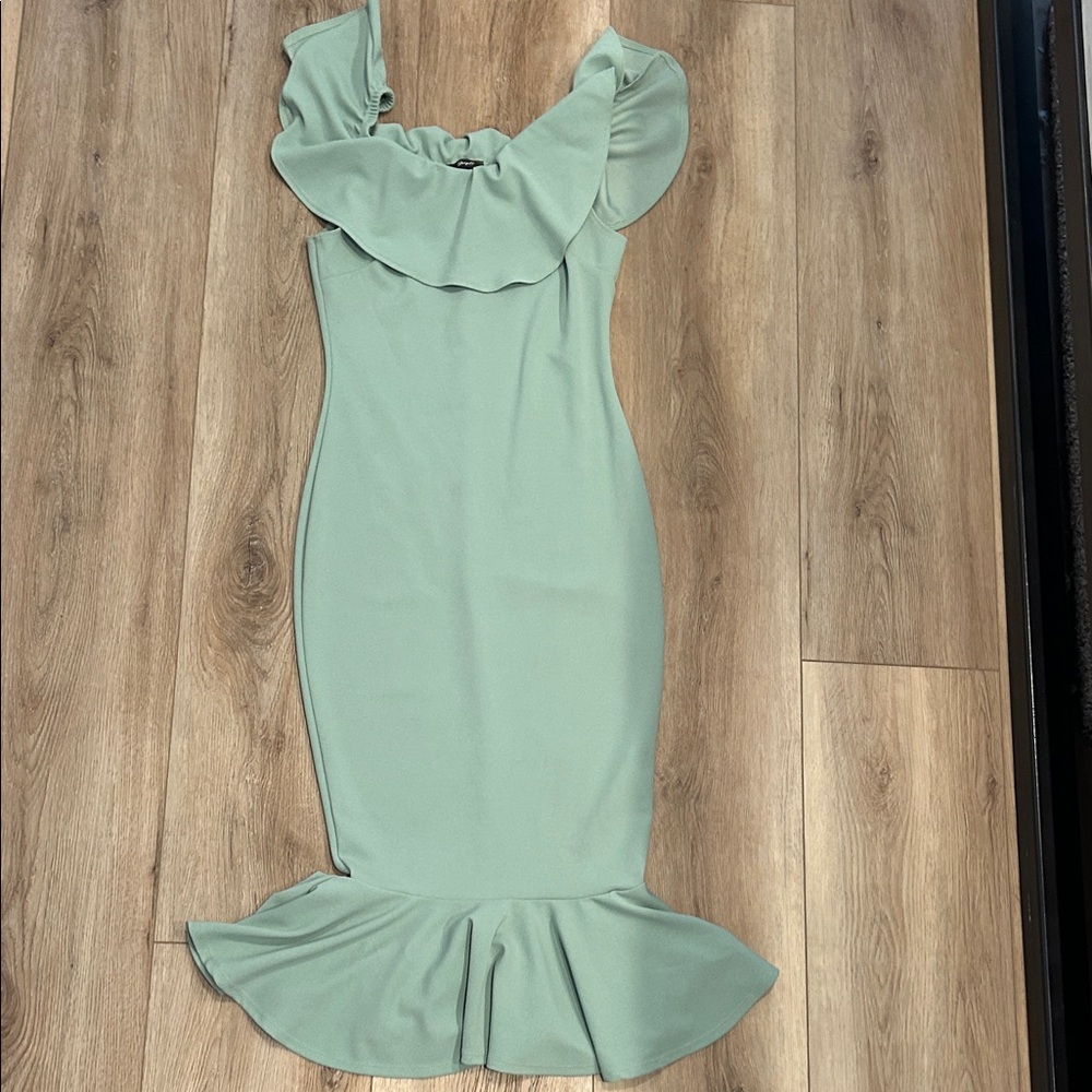 Chic Mint Ruffle Midi Dress
